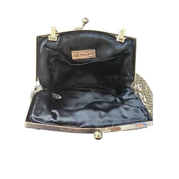 NWOT Black/Silver Crystal Beaded Handbag - La Regale - Picture 7 of 8